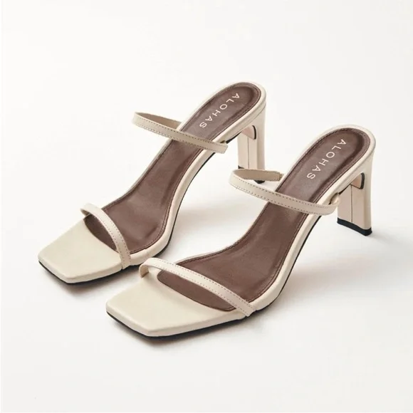 Alohas Cream and Tan Heeled Sandals - Picture 1 of 4